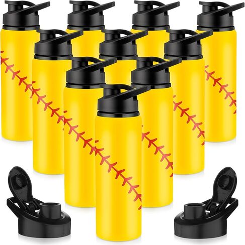Yaomiao 10 Pcs Softball Water Bottles Aluminum Softball Gifts Tumbler Snap Lid Leak Proof Baseball Sports Bottle Baseball Accessories for Gym Sports Travel Coffee Friends Men Girls in Saudi Arabia