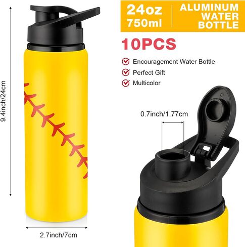 Yaomiao 10 Pcs Softball Water Bottles Aluminum Softball Gifts Tumbler Snap Lid Leak Proof Baseball Sports Bottle Baseball Accessories for Gym Sports Travel Coffee Friends Men Girls in Saudi Arabia