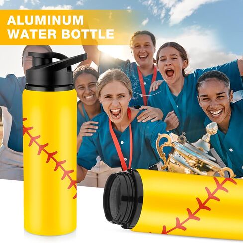 Yaomiao 10 Pcs Softball Water Bottles Aluminum Softball Gifts Tumbler Snap Lid Leak Proof Baseball Sports Bottle Baseball Accessories for Gym Sports Travel Coffee Friends Men Girls in Saudi Arabia