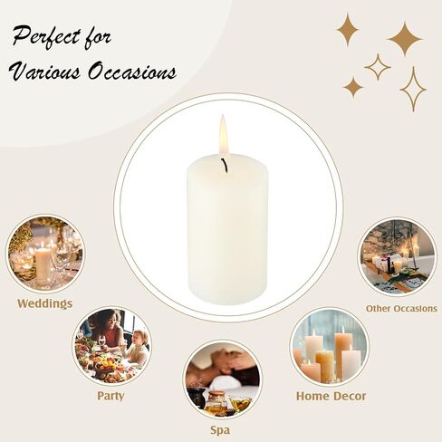 Pack of 12 Ivory Pillar Candles 2 x 6 Inch Unscented Candles Large Ivory Pillar Candles Paraffin Wax Long Lasting Candles Clean Burning Candles for Home Decor Wedding Party Dinner Bath Spa in Saudi Arabia