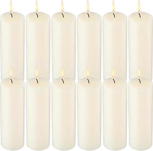 Pack of 12 Ivory Pillar Candles 2 x 6 Inch Unscented Candles Large Ivory Pillar Candles Paraffin Wax Long Lasting Candles Clean Burning Candles for Home Decor Wedding Party Dinner Bath Spa in Saudi Arabia