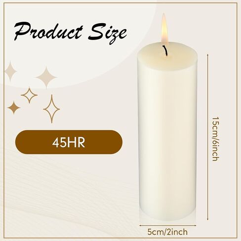 Pack of 12 Ivory Pillar Candles 2 x 6 Inch Unscented Candles Large Ivory Pillar Candles Paraffin Wax Long Lasting Candles Clean Burning Candles for Home Decor Wedding Party Dinner Bath Spa in Saudi Arabia