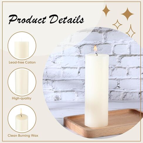 Pack of 12 Ivory Pillar Candles 2 x 6 Inch Unscented Candles Large Ivory Pillar Candles Paraffin Wax Long Lasting Candles Clean Burning Candles for Home Decor Wedding Party Dinner Bath Spa in Saudi Arabia
