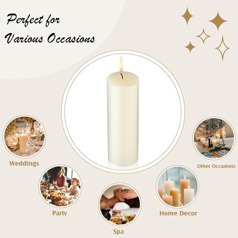 Pack of 12 Ivory Pillar Candles 2 x 6 Inch Unscented Candles Large Ivory Pillar Candles Paraffin Wax Long Lasting Candles Clean Burning Candles for Home Decor Wedding Party Dinner Bath Spa in Saudi Arabia