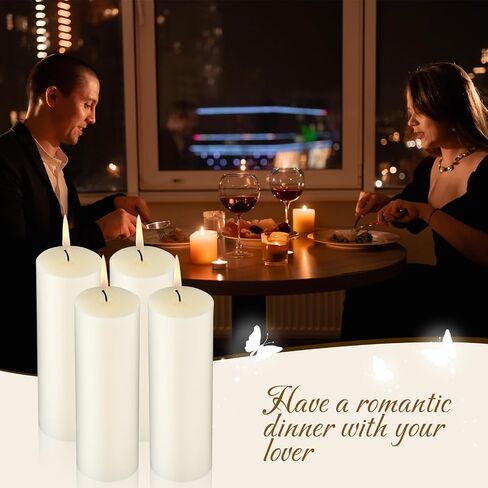 Pack of 12 Ivory Pillar Candles 2 x 6 Inch Unscented Candles Large Ivory Pillar Candles Paraffin Wax Long Lasting Candles Clean Burning Candles for Home Decor Wedding Party Dinner Bath Spa in Saudi Arabia
