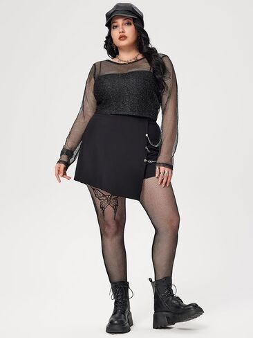 CIDER High Waist Solid Skort with Chain Curve & Plus in Saudi Arabia