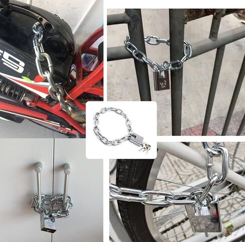 Security Chain Hardened 6mm Thick,Stainless Steel Heavy Duty Chain Lock with 4 Keys Padlock for Gate Bike Generator Fence Outdoor - Chain Link Fence Gate Lock (6x500mm) in Saudi Arabia