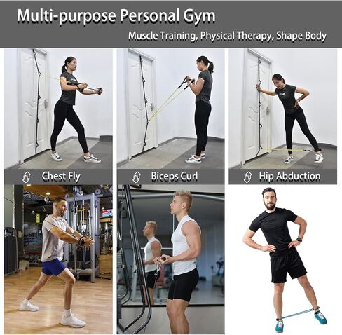 حزام مرساة للباب لتمارين أربطة المقاومة، معدات تمرين حزام مرساة للباب متعدد النقاط، نظام اللياقة البدنية المنزلي المحمول، مع شريط سحب مقابض وحزام للكاحل، سهل التجميع in Kuwait