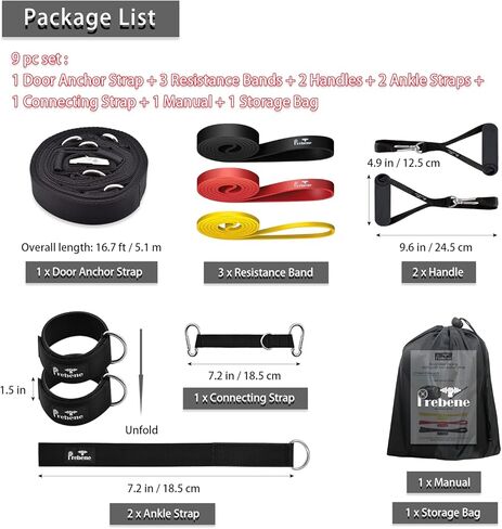 حزام مرساة للباب لتمارين أربطة المقاومة، معدات تمرين حزام مرساة للباب متعدد النقاط، نظام اللياقة البدنية المنزلي المحمول، مع شريط سحب مقابض وحزام للكاحل، سهل التجميع in Kuwait