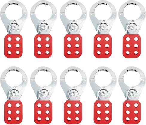 Lock Out Tag Out Hasp,10Pack Tamper-Proof Stainless Steel Padlock Hasp with Extended Jaw,Red 1 inch Jaw Diameter Stainless Steel Lockout Hasp,Nylon Handle,Tamper-Proof and Impact-Resistant in Saudi Arabia
