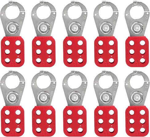 Lock Out Tag Out Hasp,10Pack Tamper-Proof Stainless Steel Padlock Hasp with Extended Jaw,Red 1 inch Jaw Diameter Stainless Steel Lockout Hasp,Nylon Handle,Tamper-Proof and Impact-Resistant in Saudi Arabia