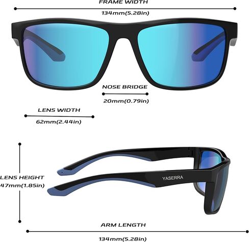 TAC Sports Polarized Square Sunglasses for Men Women, Lightweight TR90 Frame Retro Lens Shades UV400 Protection in Saudi Arabia