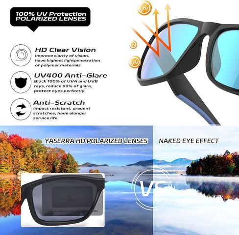 TAC Sports Polarized Square Sunglasses for Men Women, Lightweight TR90 Frame Retro Lens Shades UV400 Protection in Saudi Arabia