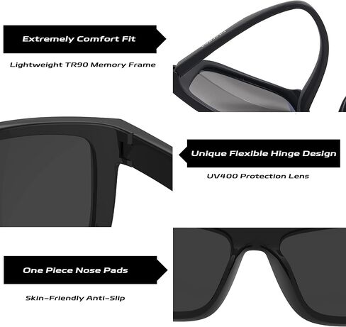 TAC Sports Polarized Square Sunglasses for Men Women, Lightweight TR90 Frame Retro Lens Shades UV400 Protection in Saudi Arabia