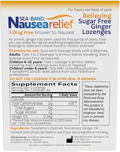 Sea-Band Motion Sickness & Nausea Relief Family Kit (1pk Adult & 2pk of Child Wristbands Travel Sickness, colors may vary, & 1pk Anti-Nausea Ginger Lozenges for Motion Sickness) in Saudi Arabia