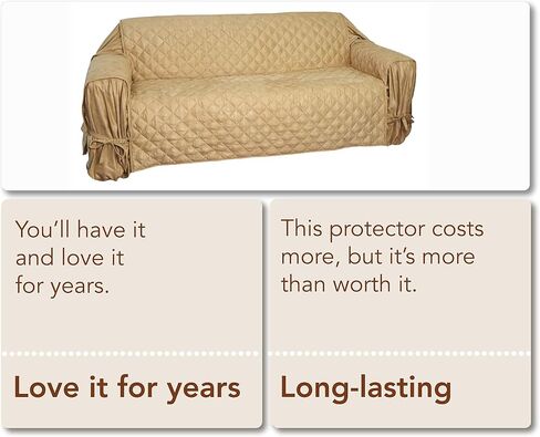Waterproof Full Coverage Faux Suede Microfiber Stay in Place Couch Protector Furniture Cover (Medium Two Cushion Couch Loveseat, Sand) in Saudi Arabia