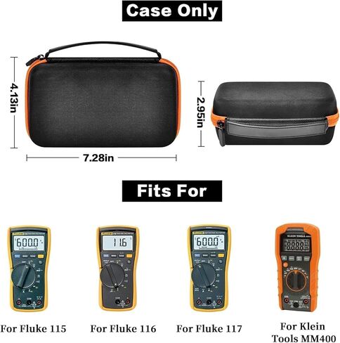 حقيبة حمل صلبة من ANKHOH لأدوات كلاين MM325/Fluke 117 115 116 114 113/MM400/MM420، حقيبة تنظيم تخزين رقمية متعددة لملحقات وكابلات مجموعة الاختبارات المتعددة، حافظة فقط in Kuwait