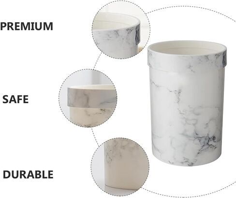 Small Marble Trash Can Wastebasket Plastic Recycling Bin Waste Paper Basket Garbage Can Container Bin for Office Bathroom Bedroom Cabinet 30x21cm in Saudi Arabia