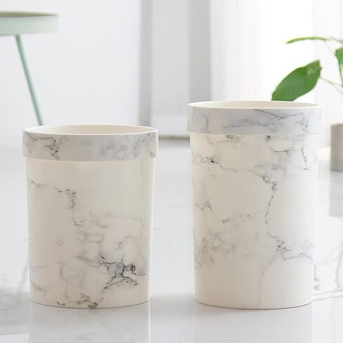 Small Marble Trash Can Wastebasket Plastic Recycling Bin Waste Paper Basket Garbage Can Container Bin for Office Bathroom Bedroom Cabinet 30x21cm in Saudi Arabia