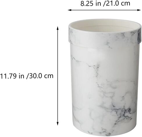 Small Marble Trash Can Wastebasket Plastic Recycling Bin Waste Paper Basket Garbage Can Container Bin for Office Bathroom Bedroom Cabinet 30x21cm in Saudi Arabia