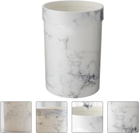 Small Marble Trash Can Wastebasket Plastic Recycling Bin Waste Paper Basket Garbage Can Container Bin for Office Bathroom Bedroom Cabinet 30x21cm in Saudi Arabia