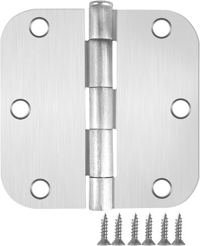 6 Pack Brushed Nickel Door Hinges 3.5 X 3.5 Inch Rounded, Interior Door Hinges with 5/8" Radius Corners 6 Holes, Heavy-Duty Silver Hinges for Room Door Window Cabinet Hardware in Saudi Arabia