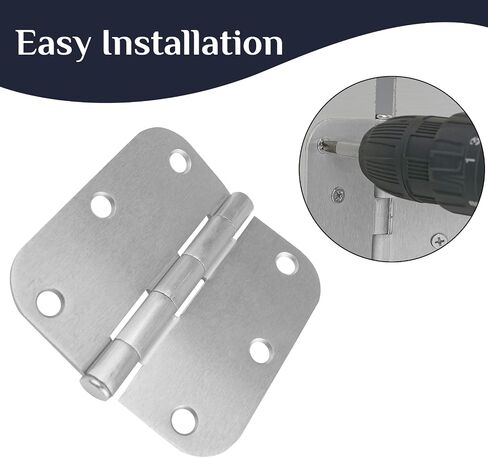 6 Pack Brushed Nickel Door Hinges 3.5 X 3.5 Inch Rounded, Interior Door Hinges with 5/8" Radius Corners 6 Holes, Heavy-Duty Silver Hinges for Room Door Window Cabinet Hardware in Saudi Arabia