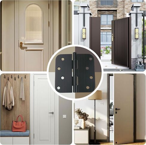 6 Pack Brushed Nickel Door Hinges 3.5 X 3.5 Inch Rounded, Interior Door Hinges with 5/8" Radius Corners 6 Holes, Heavy-Duty Silver Hinges for Room Door Window Cabinet Hardware in Saudi Arabia