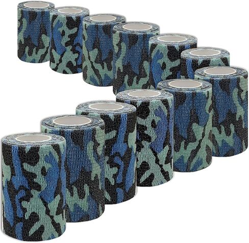 (24-Pack) 2" x 15 FT | Disposable Cohesive Bandage Tattoo Grip Tape Wrap Elastic Self Adherent – Breathable Wrap for Pets, Athletic Bandage for Sports, Injuries: Ankle, Knee & Wrist & PMU (Military) in Saudi Arabia