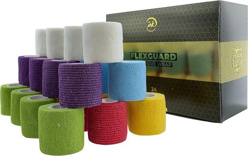 (24-Pack) 2" x 15 FT | Disposable Cohesive Bandage Tattoo Grip Tape Wrap Elastic Self Adherent – Breathable Wrap for Pets, Athletic Bandage for Sports, Injuries: Ankle, Knee & Wrist & PMU (Military) in Saudi Arabia
