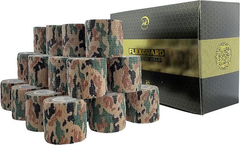(24-Pack) 2" x 15 FT | Disposable Cohesive Bandage Tattoo Grip Tape Wrap Elastic Self Adherent – Breathable Wrap for Pets, Athletic Bandage for Sports, Injuries: Ankle, Knee & Wrist & PMU (Military) in Saudi Arabia