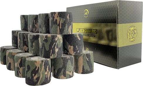 (24-Pack) 2" x 15 FT | Disposable Cohesive Bandage Tattoo Grip Tape Wrap Elastic Self Adherent – Breathable Wrap for Pets, Athletic Bandage for Sports, Injuries: Ankle, Knee & Wrist & PMU (Military) in Saudi Arabia