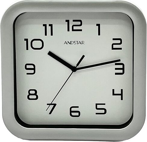 ANDSTAR Square Clock Round Modern Retro Silent Non Ticking Battery Operated Accurate Arabic Numerals Design Decorative for Home,Living Room,Bedroom,Office,Canteen,School(Black) in Saudi Arabia