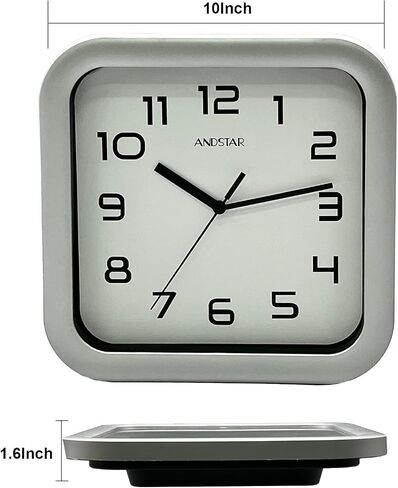 ANDSTAR Square Clock Round Modern Retro Silent Non Ticking Battery Operated Accurate Arabic Numerals Design Decorative for Home,Living Room,Bedroom,Office,Canteen,School(Black) in Saudi Arabia