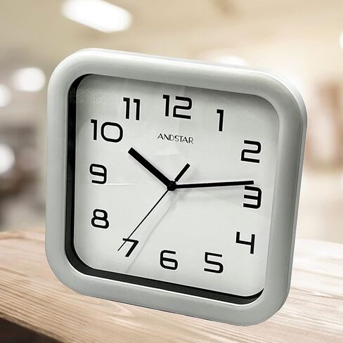 ANDSTAR Square Clock Round Modern Retro Silent Non Ticking Battery Operated Accurate Arabic Numerals Design Decorative for Home,Living Room,Bedroom,Office,Canteen,School(Black) in Saudi Arabia