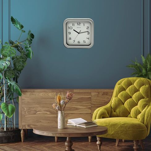 ANDSTAR Square Clock Round Modern Retro Silent Non Ticking Battery Operated Accurate Arabic Numerals Design Decorative for Home,Living Room,Bedroom,Office,Canteen,School(Black) in Saudi Arabia