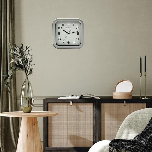 ANDSTAR Square Clock Round Modern Retro Silent Non Ticking Battery Operated Accurate Arabic Numerals Design Decorative for Home,Living Room,Bedroom,Office,Canteen,School(Black) in Saudi Arabia