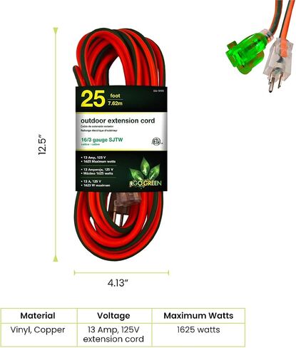 Woods Light Duty Extension Cord, 25Ft, 16 Gauge, 3 Conductor, Office Cord, SJTW, Black, 5601 in Saudi Arabia