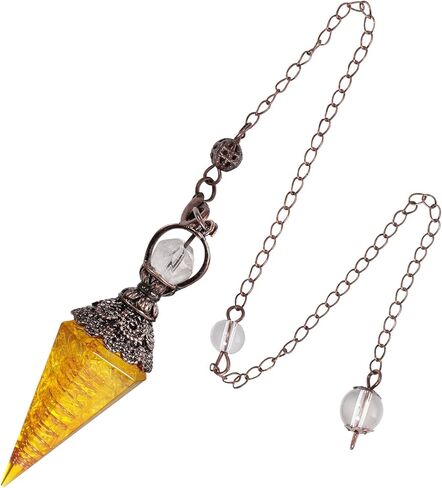 Healing Crystal Pendulum for Divination, Wicca Dowsing Balancing Spiritual Resin Gemstone Point Pendant,Tourmaline in Saudi Arabia
