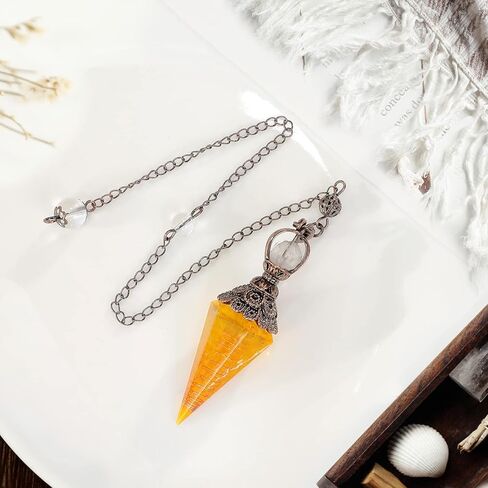 Healing Crystal Pendulum for Divination, Wicca Dowsing Balancing Spiritual Resin Gemstone Point Pendant,Tourmaline in Saudi Arabia