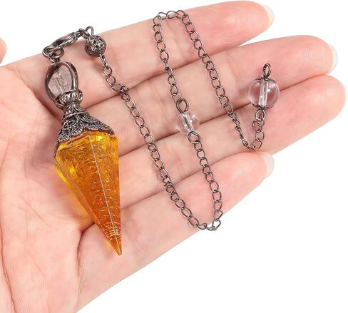 Healing Crystal Pendulum for Divination, Wicca Dowsing Balancing Spiritual Resin Gemstone Point Pendant,Tourmaline in Saudi Arabia