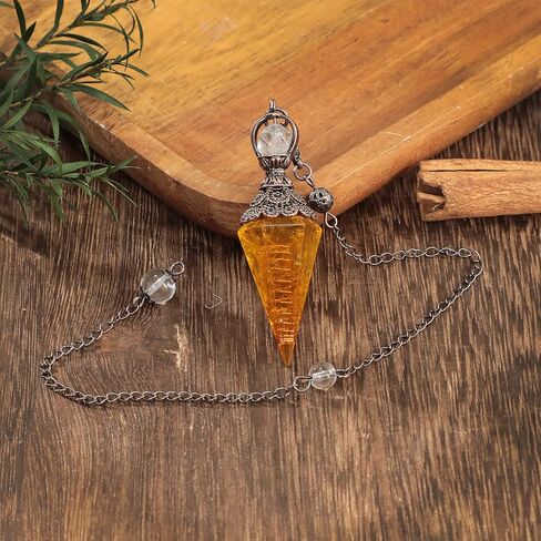 Healing Crystal Pendulum for Divination, Wicca Dowsing Balancing Spiritual Resin Gemstone Point Pendant,Tourmaline in Saudi Arabia