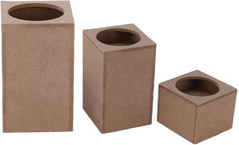 Tomotato 3 pcs Wood Candle Holders Wooden Squares Rustic Natural Candlestick Set for Table Centerpiece Home Decor(1#) in Saudi Arabia