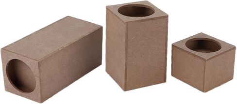 Tomotato 3 pcs Wood Candle Holders Wooden Squares Rustic Natural Candlestick Set for Table Centerpiece Home Decor(1#) in Saudi Arabia