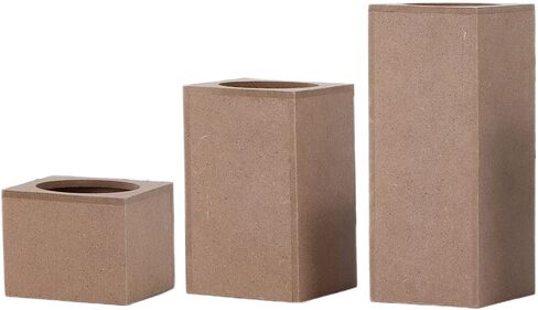 Tomotato 3 pcs Wood Candle Holders Wooden Squares Rustic Natural Candlestick Set for Table Centerpiece Home Decor(1#) in Saudi Arabia