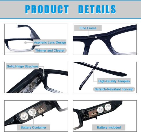 2 Pack Reading Glasses with Lights Led Readers with Lights Lighted Magnifying Glasses Lighted Reading Glasses for Men Women Glasses with Lights and Magnifier Lighted Eye Glasses+100 in Saudi Arabia