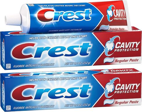 4-Pack Crest Fluoride Cavity Protection Toothpaste 8.2 Ounce Regular Paste, Bulk Toothpaste, Prevents Cavities Before They Start. Plus 1 Basicos Microfiber Cloth in Saudi Arabia