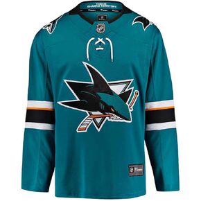 Fanatics Youth San Jose Sharks Home Breakaway Jersey Size L/XL Ages 12-18 Years NHL Licensed Hockey Jersey, Teal