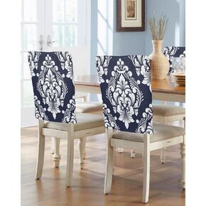 White Flower Chair Back Covers for Dining Chairs 4 Pack, Washable Removable Chair Slipcover Back Chair Protector for Wedding Party Baby Shower Country French Floral Dark Green Floral Chic