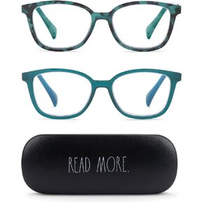 Rae Dunn "NALA Blue Light Blocking Reading Glasses - 2 Pack w/READ MORE Signature Font Hard Case in Saudi Arabia